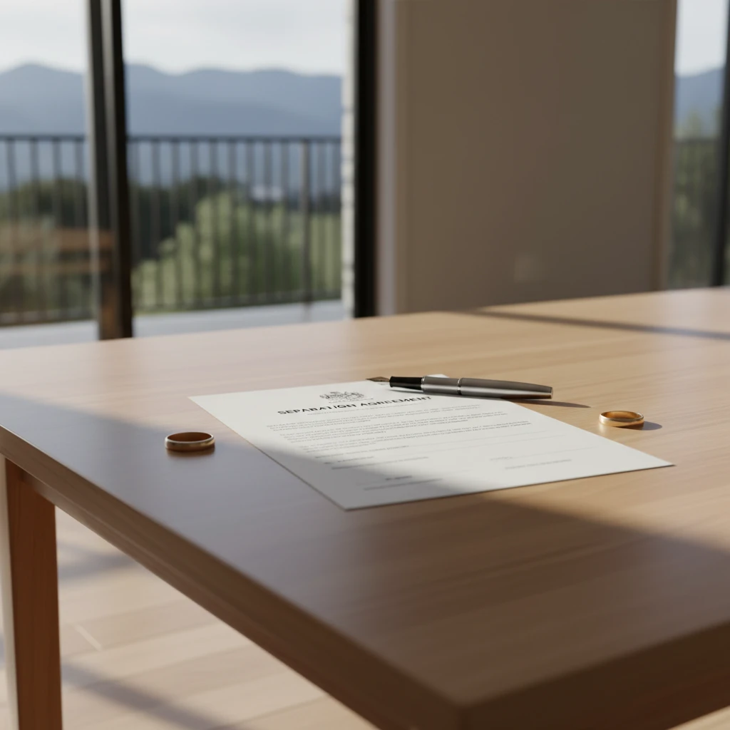 Separation agreement document on a table in a New Zealand home