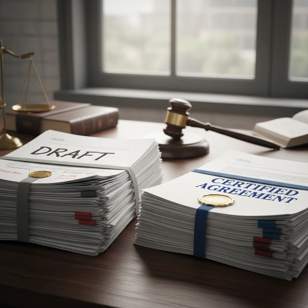 Draft separation agreement vs certified legal document
