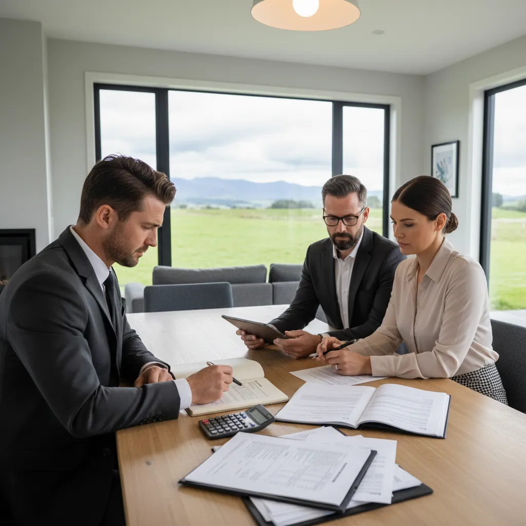 Couple discussing relationship property division with a lawyer