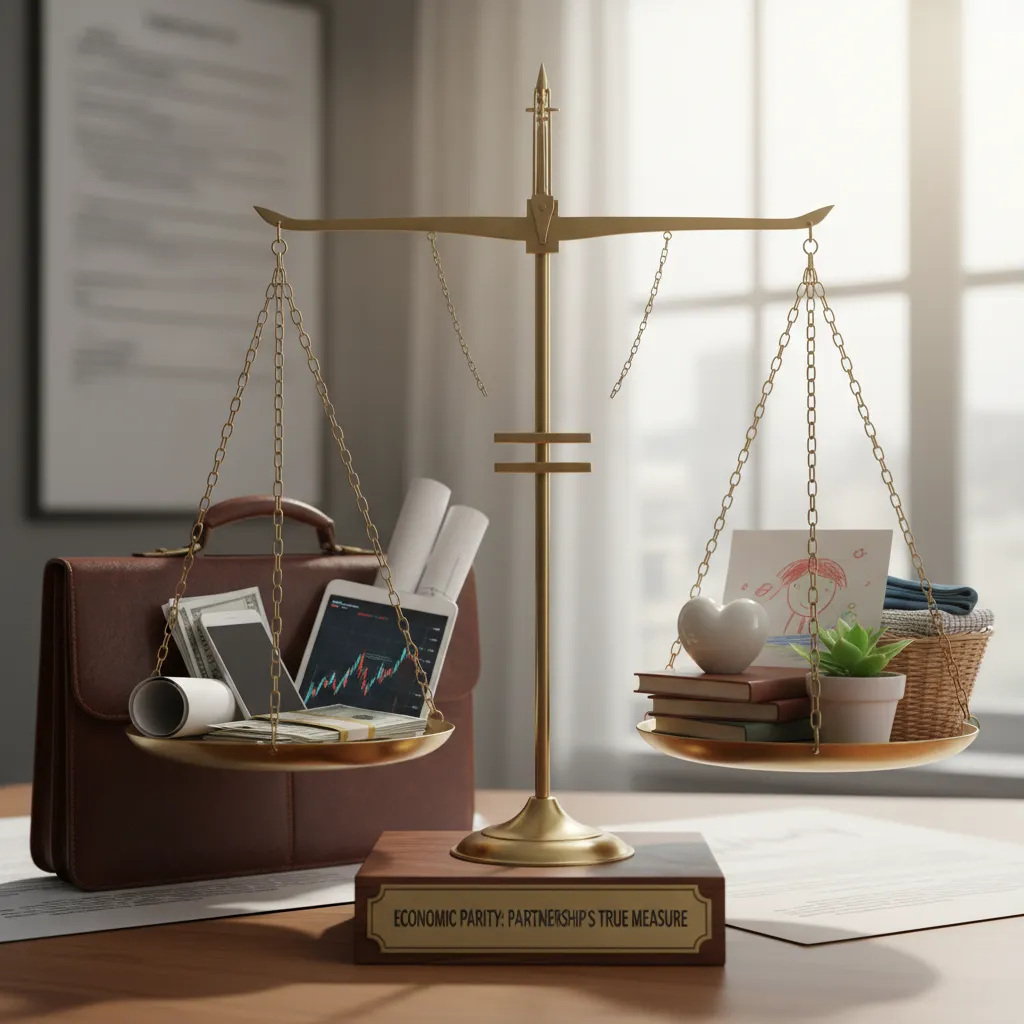 Visual representation of economic disparity in relationship property settlements