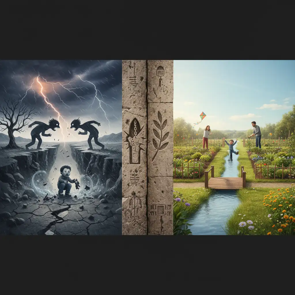 Visual comparison between chaotic co-parenting and structured parallel parenting