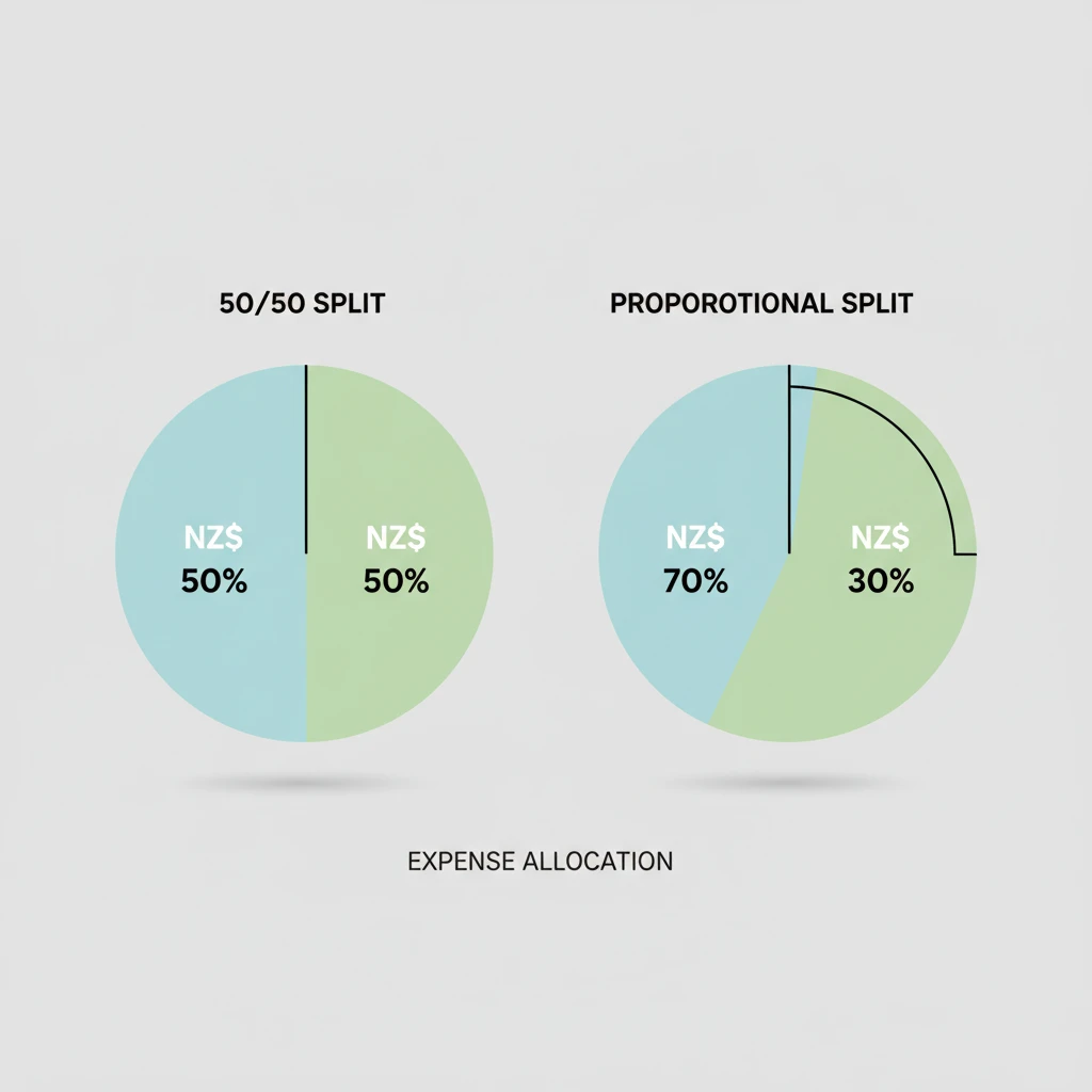 Chart comparing 50/50 vs Proportional expense splitting