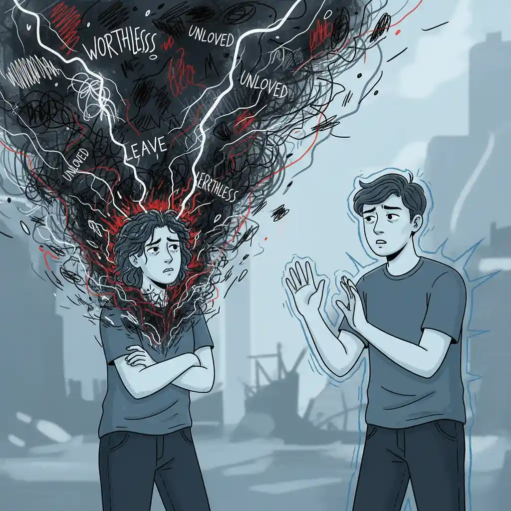 Illustration of emotional dysregulation causing conflict in a relationship