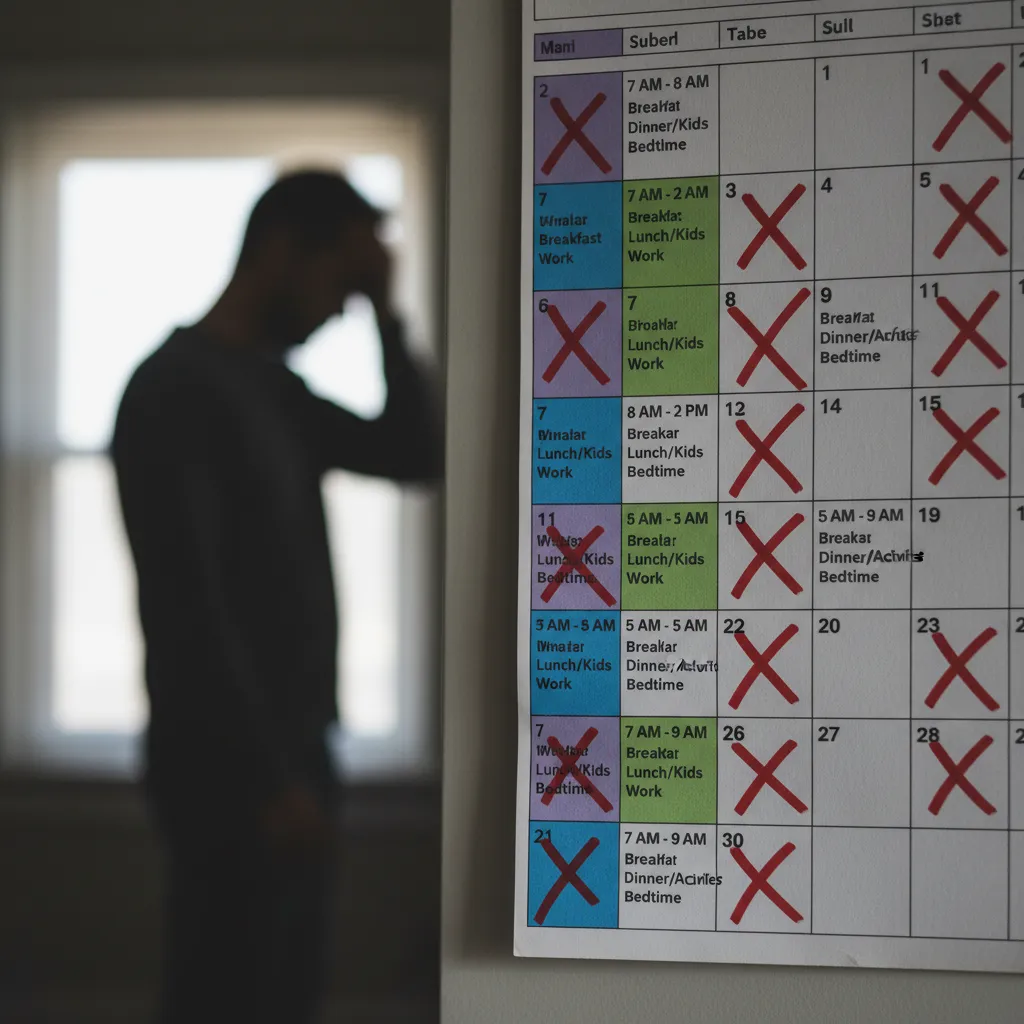 A rigid schedule on a calendar representing the inflexibility often seen in ASD co-parenting
