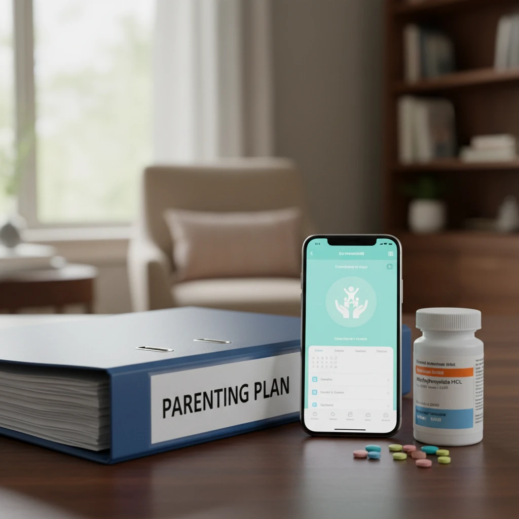 Tools for managing ADHD parenting legal issues: binders, apps, and medication.