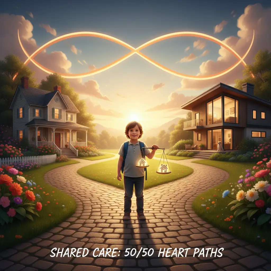 Illustration of a balanced shared care arrangement between two homes