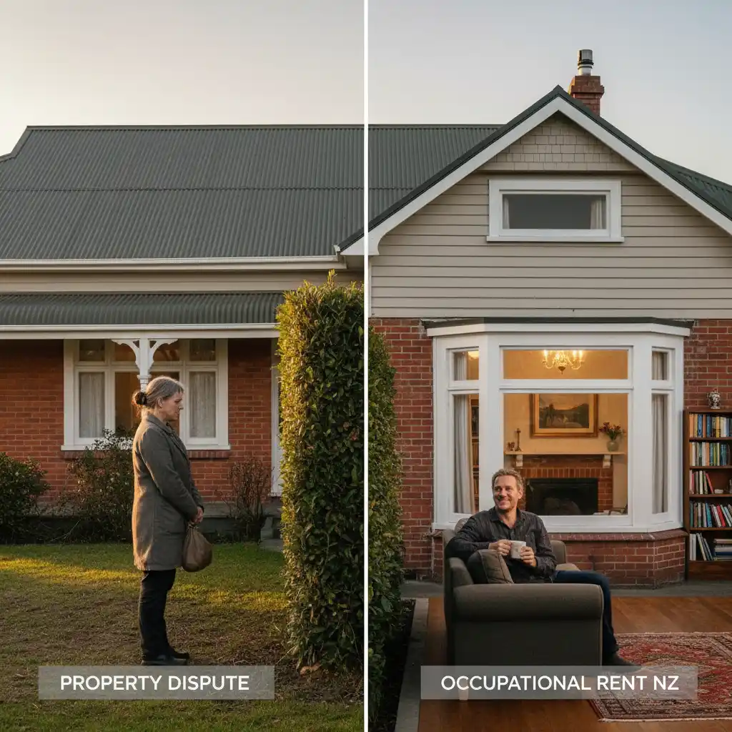 An illustration showing the division of a family home between two ex-partners