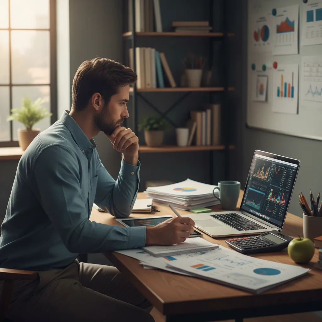 Woman analyzing finances post-divorce