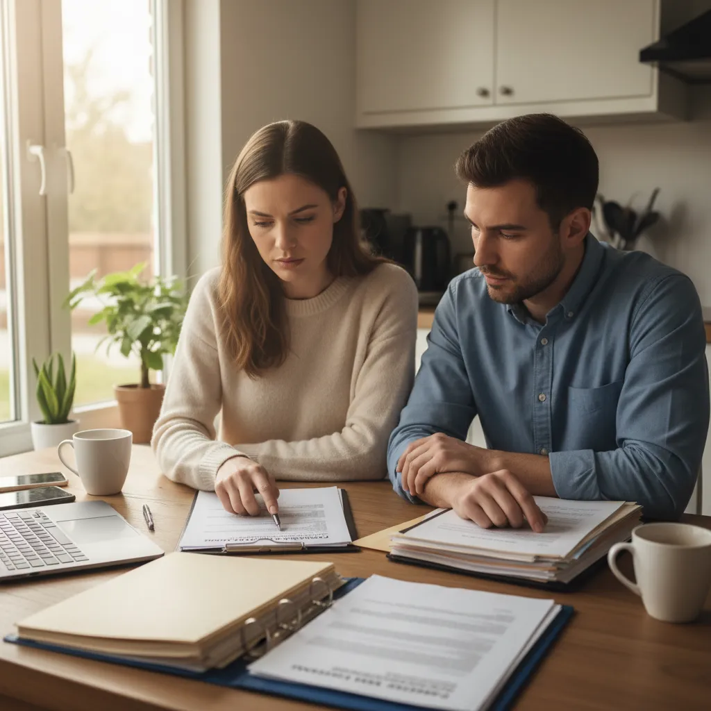 Couple reviewing legal documents