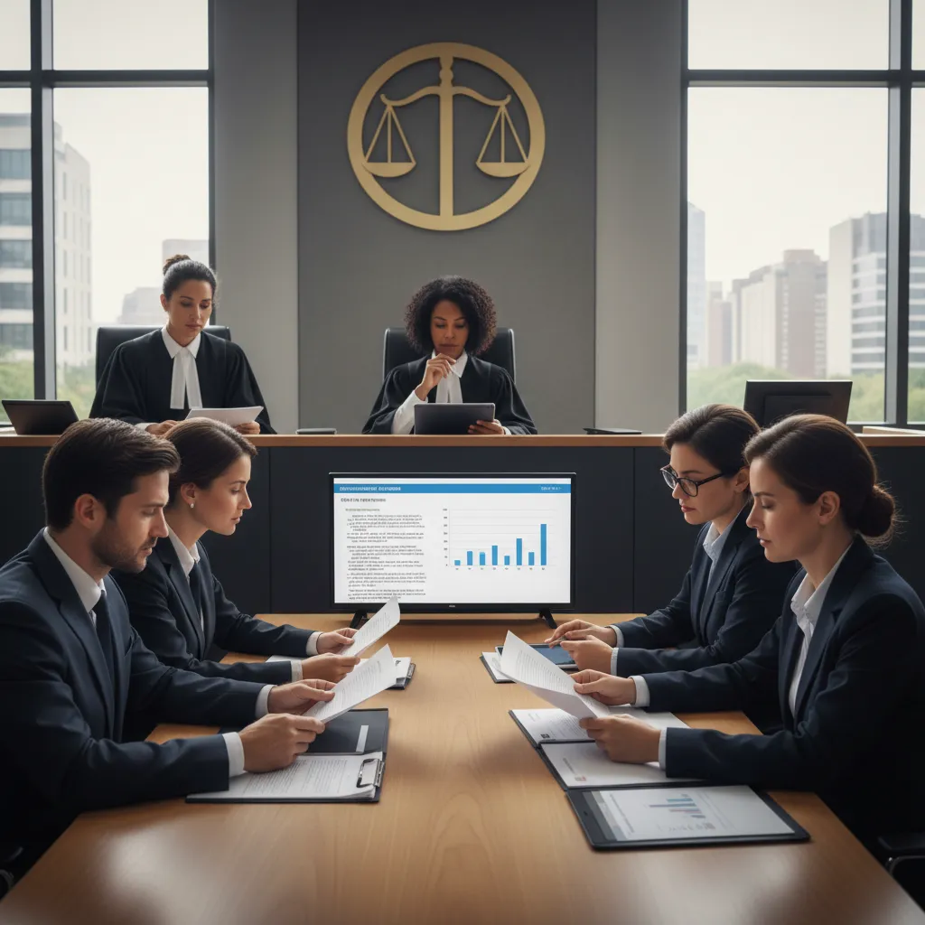 Judges and legal professionals reviewing a Voice of the Child report in a courtroom setting