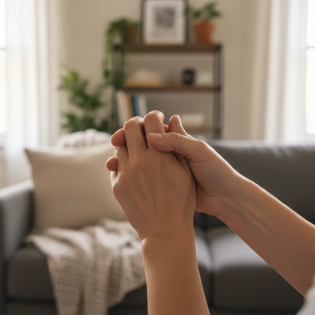 Hands comforting one another, symbolising emotional support during difficult legal processes.