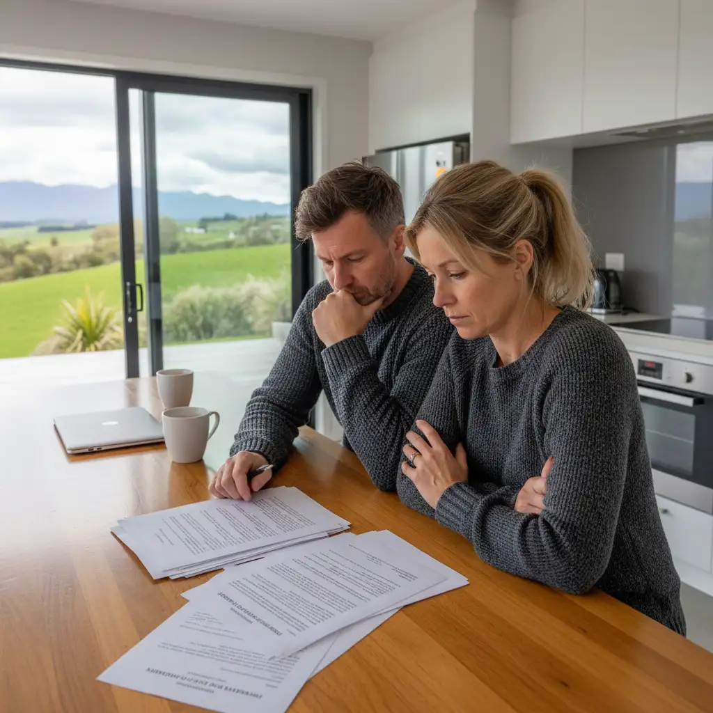 Couple discussing separation in a New Zealand home