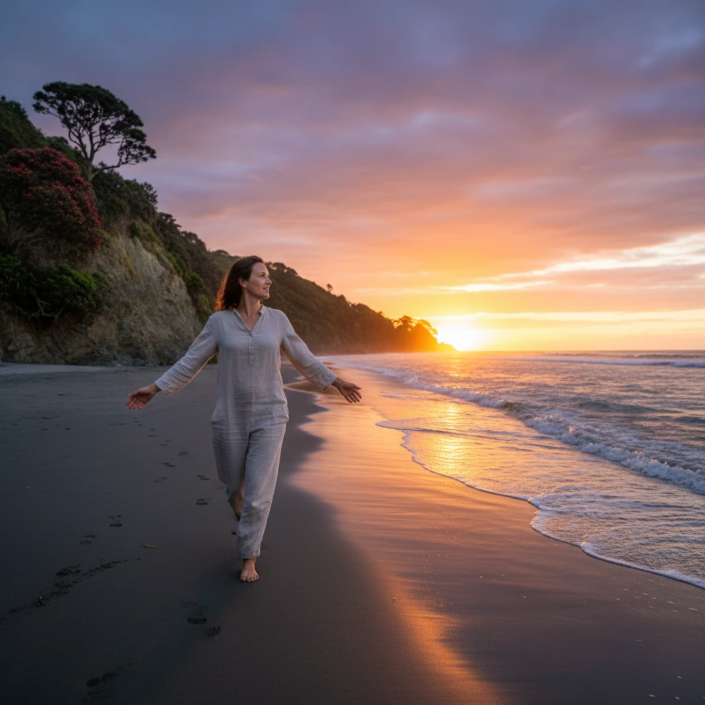 Person confidently embracing new beginnings after relationship changes in Aotearoa