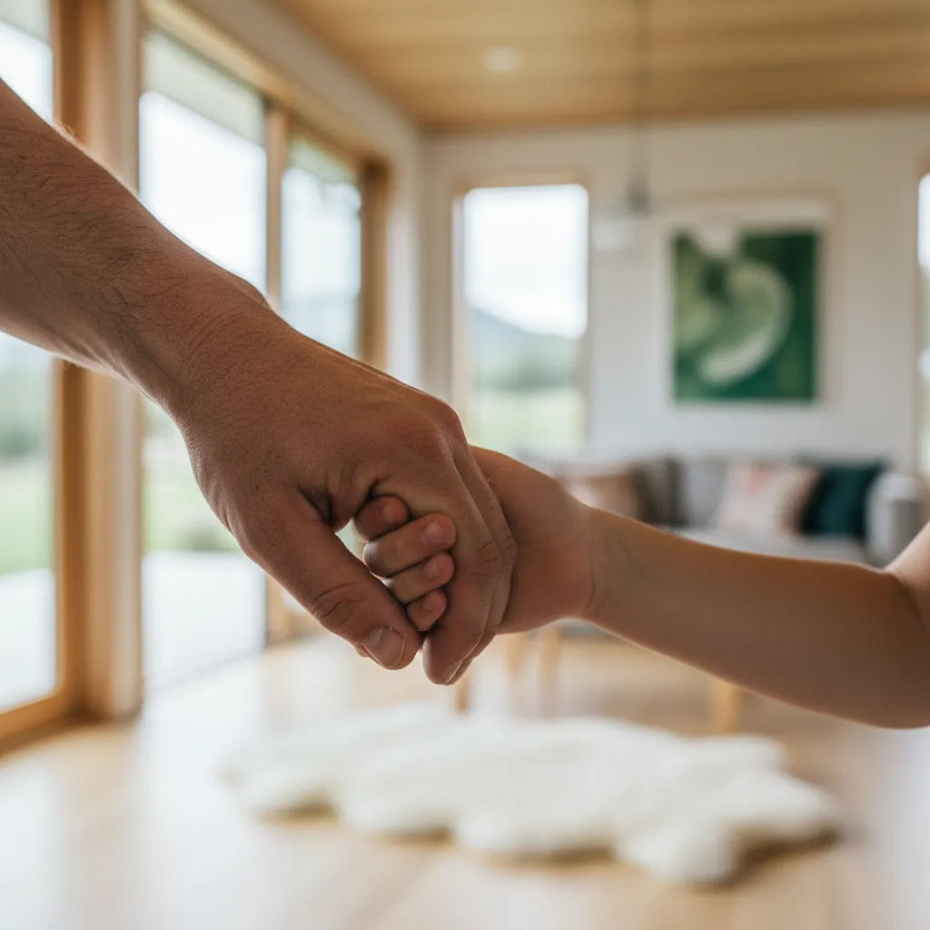 Adult and child hands symbolizing connection in care