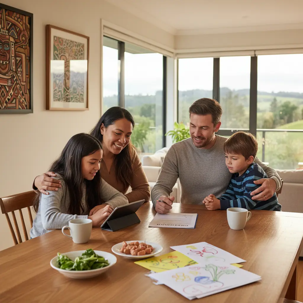 Happy family showing successful co-parenting after dispute resolution
