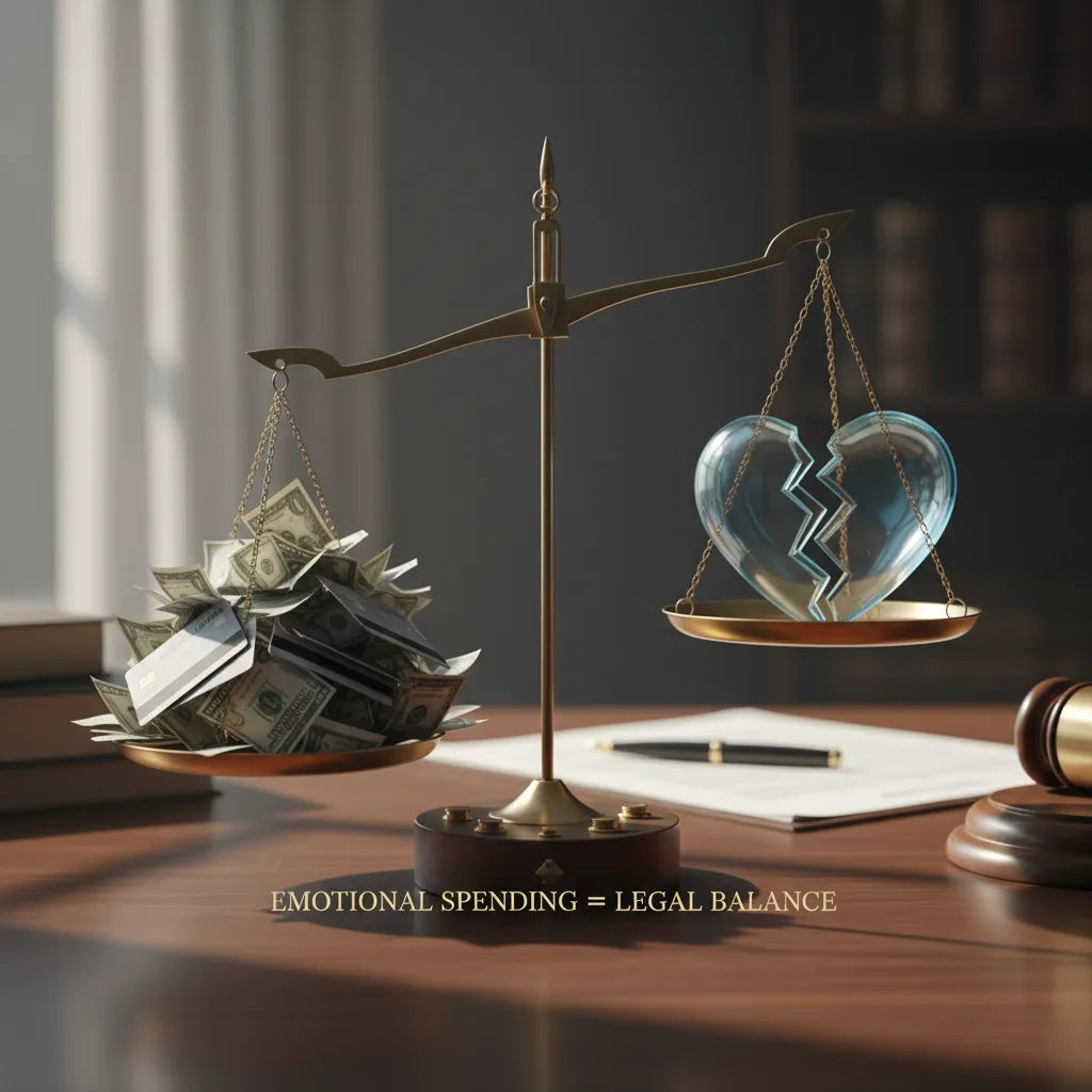 Balance scale showing financial imbalance due to divorce