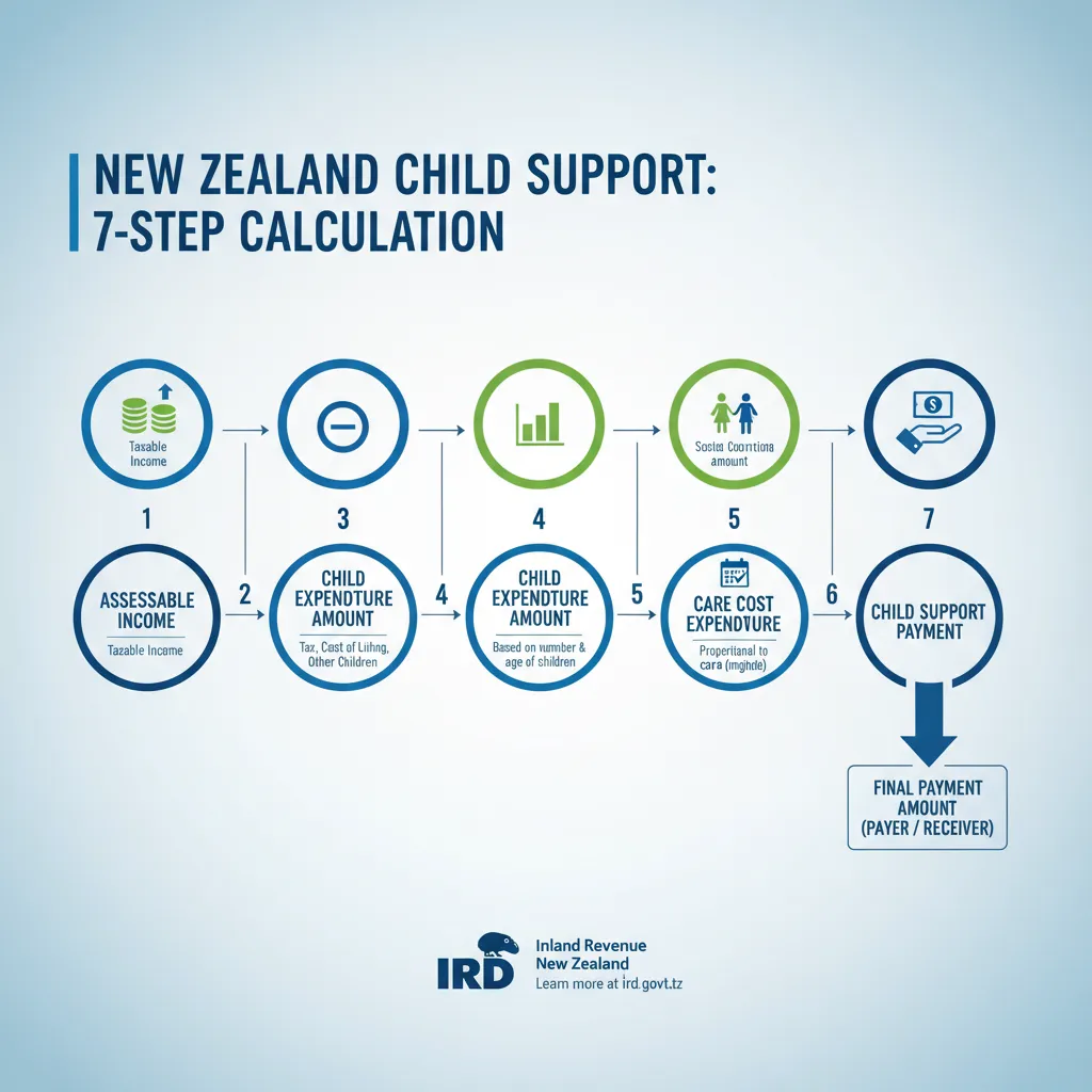 Infographic: The 7-Step Child Support Calculation Process in NZ
