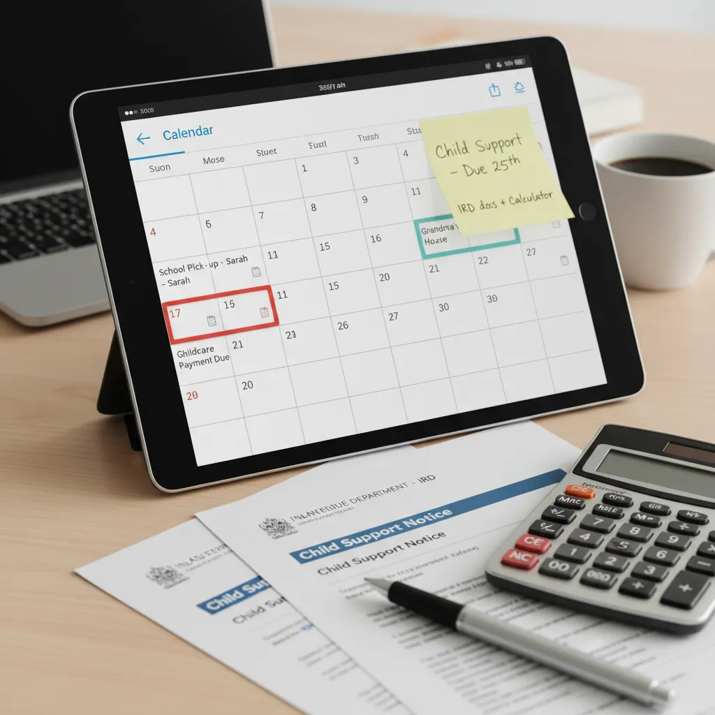 Organizing child support details and managing care arrangements