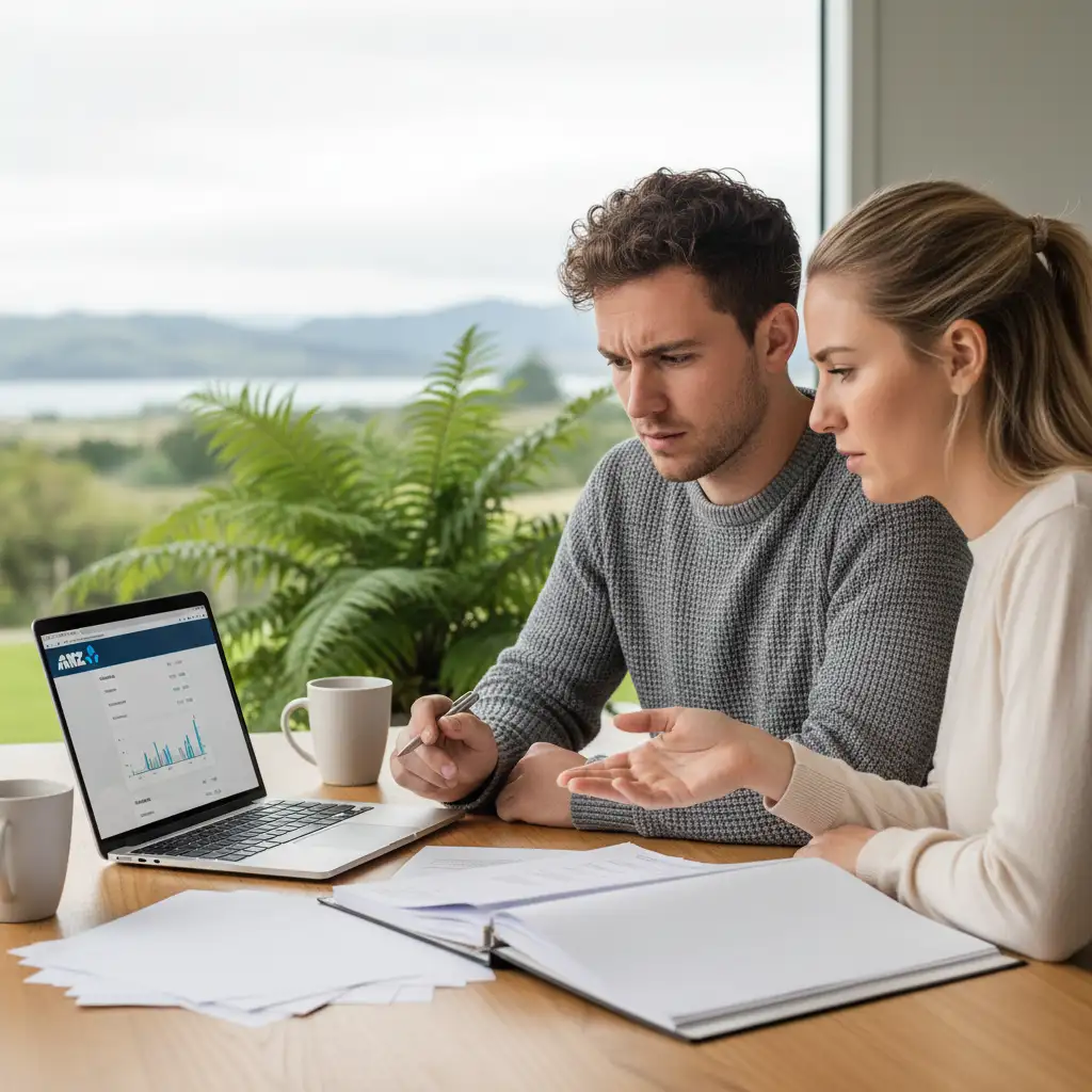 Couple reviewing joint bank account details in New Zealand