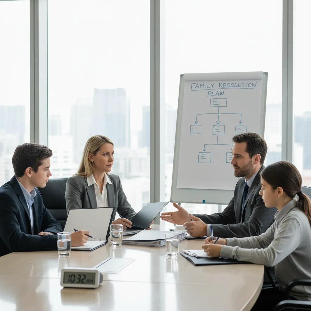 Family dispute resolution meeting with a mediator