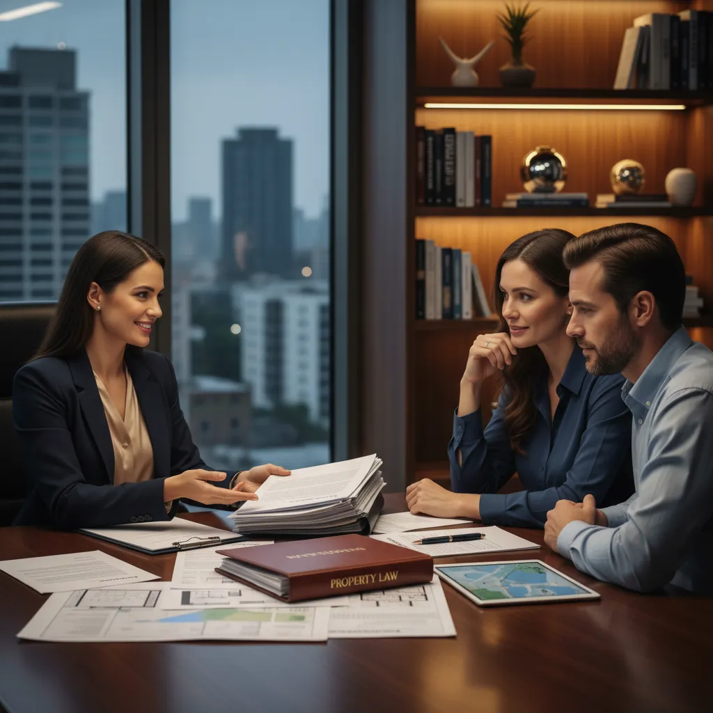 Lawyer advising a couple on de facto property rights and separation