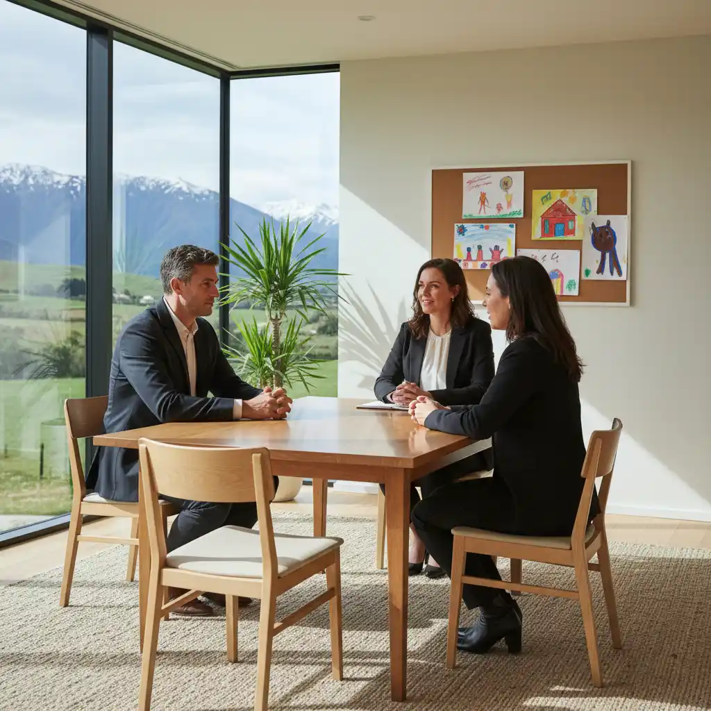 Family mediation session in progress in New Zealand