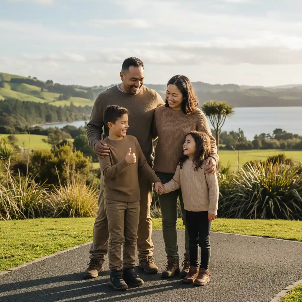 Happy New Zealand family post-mediation