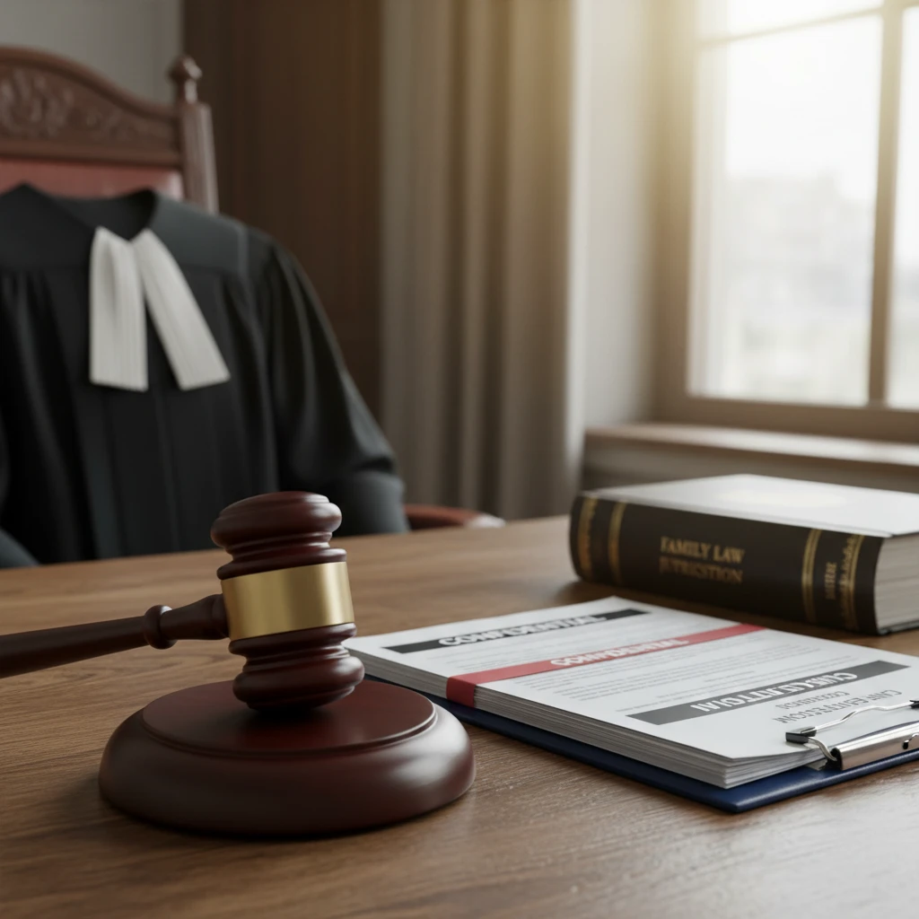 Family Court gavel on legal documents