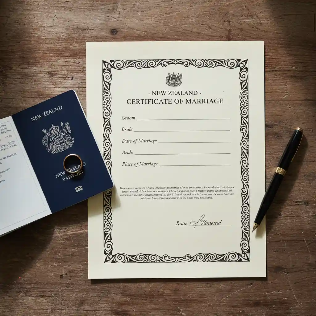 New Zealand marriage certificate and identification documents