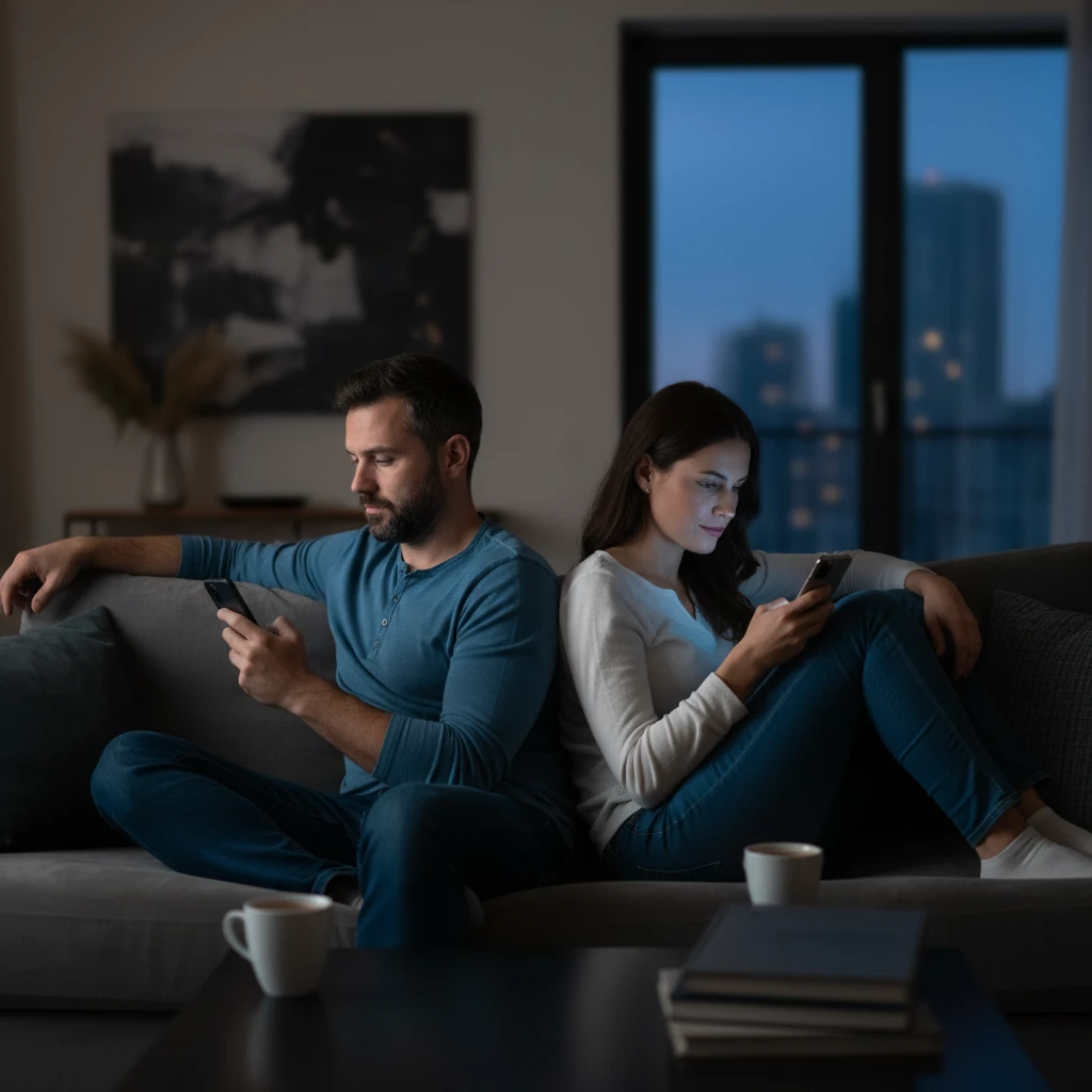 Couple feeling distant despite being together