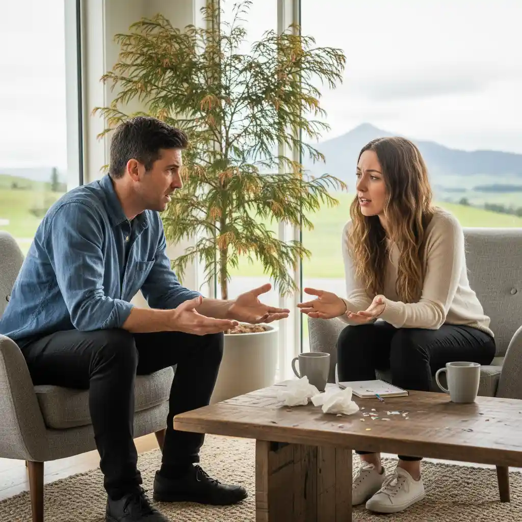 Couple resolving conflict constructively