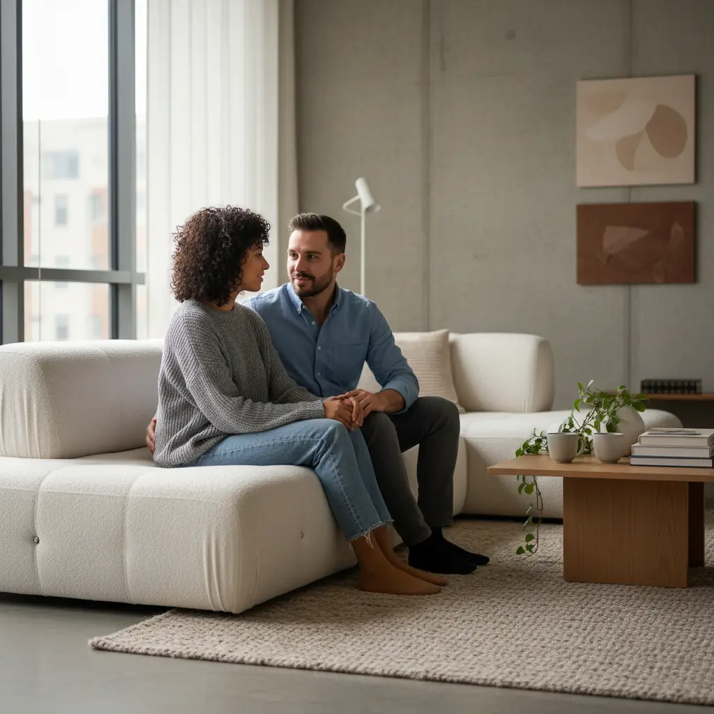 Couple practicing healthy conflict resolution in marriage