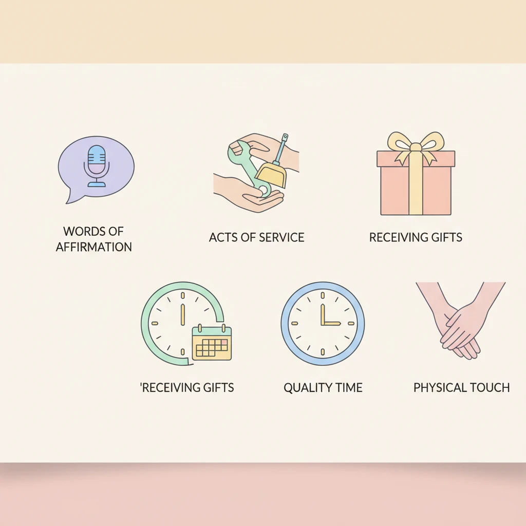 Illustration of the 5 Love Languages symbols