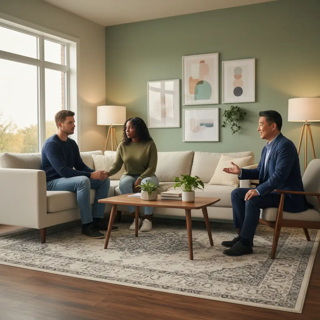 Couple engaging in premarital counseling session