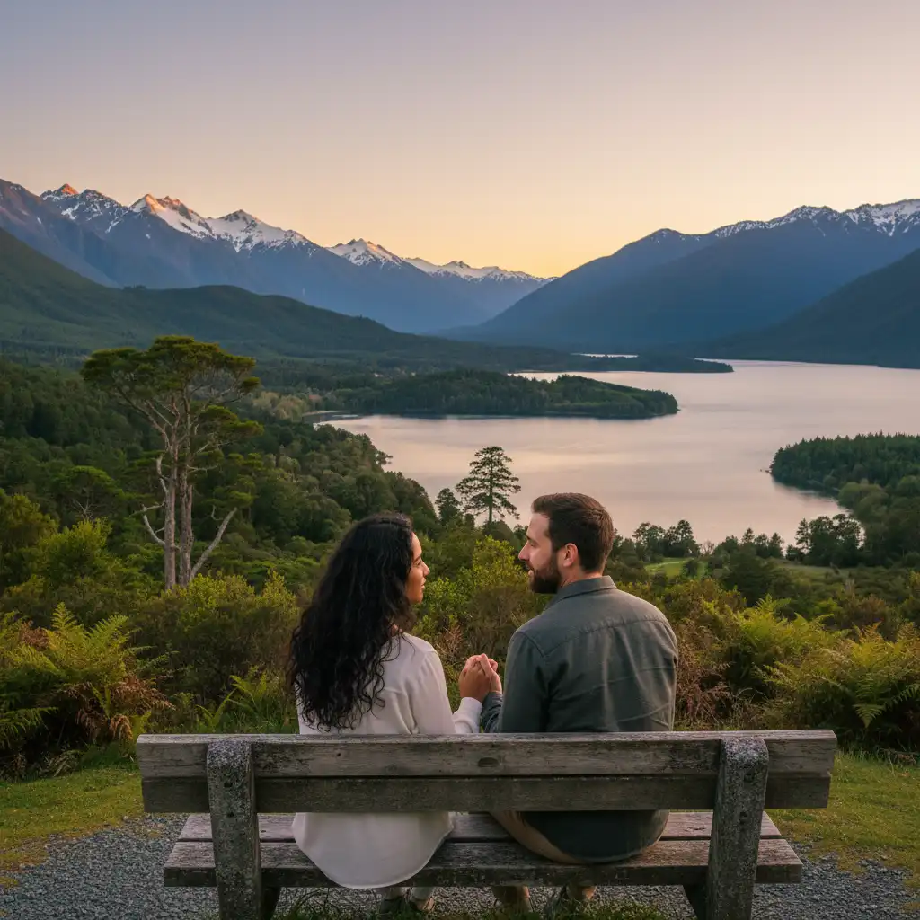Couple engaging in deep conversation in a park
