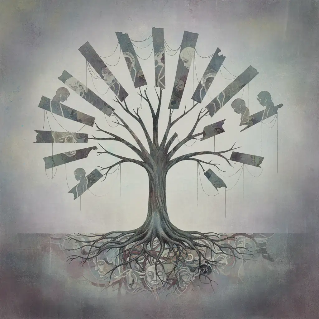 Diagram illustrating fractured family dynamics