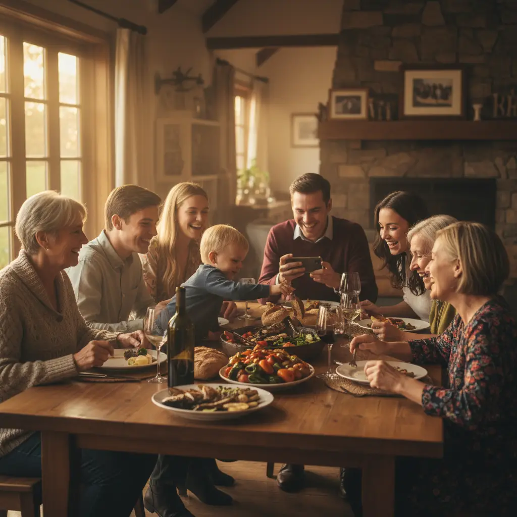 Multi-generational family sharing a traditional meal