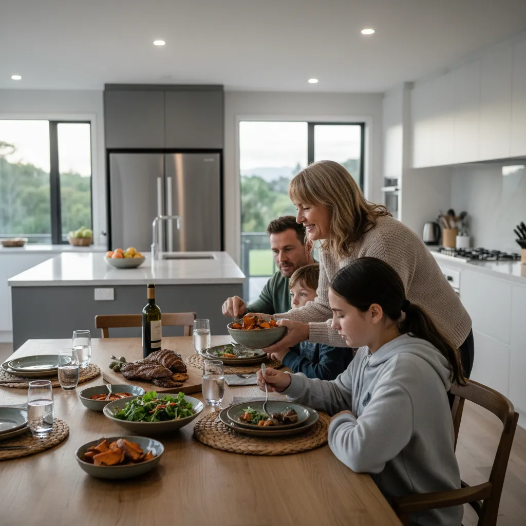 Step-parent trying to bond with a hesitant teenager during dinner