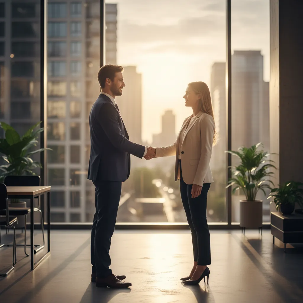 Professional handshake during resignation
