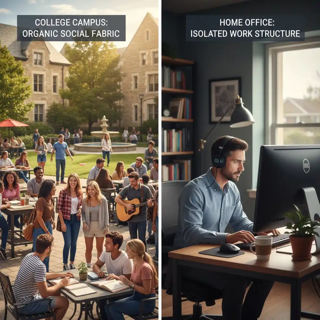 Comparison of social environments between college and adulthood