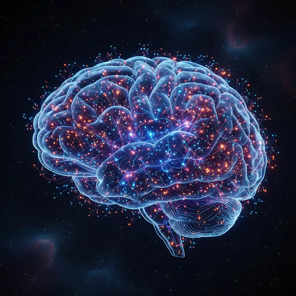 Illustration of the neocortex and social network connections