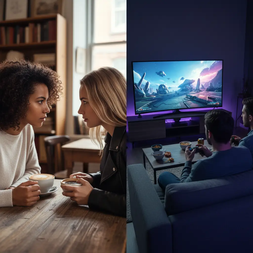 Visual comparison of face-to-face versus side-by-side friendship styles