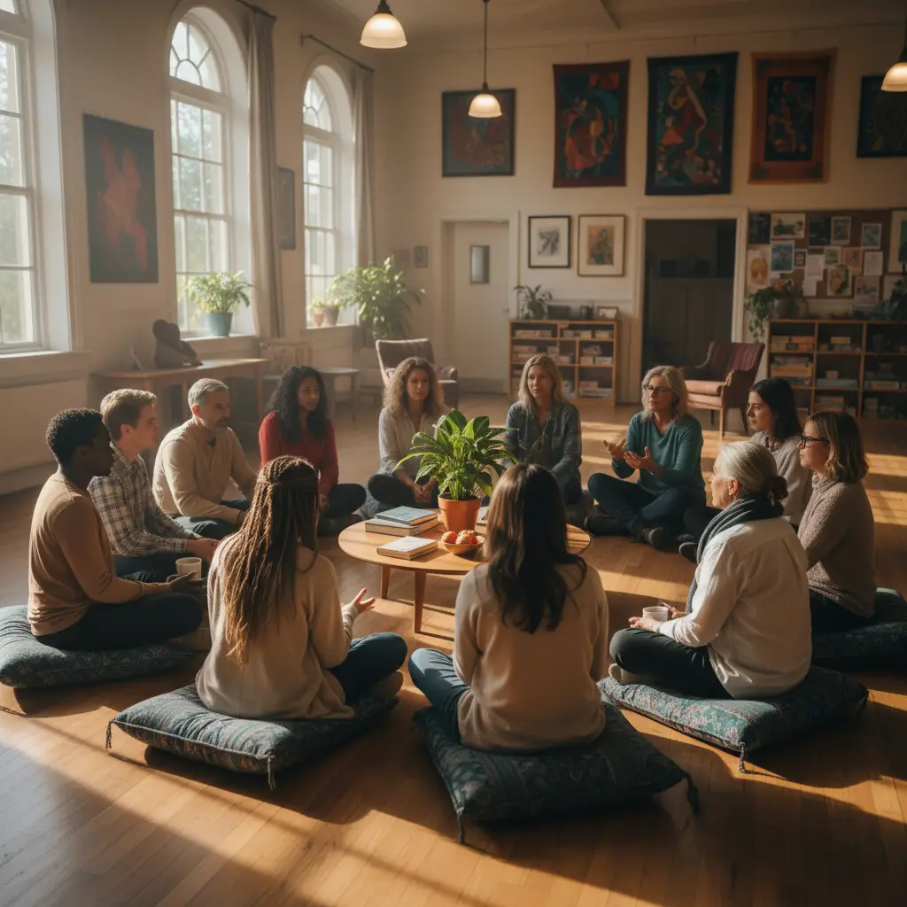 Group therapy or community circle illustrating a sense of belonging