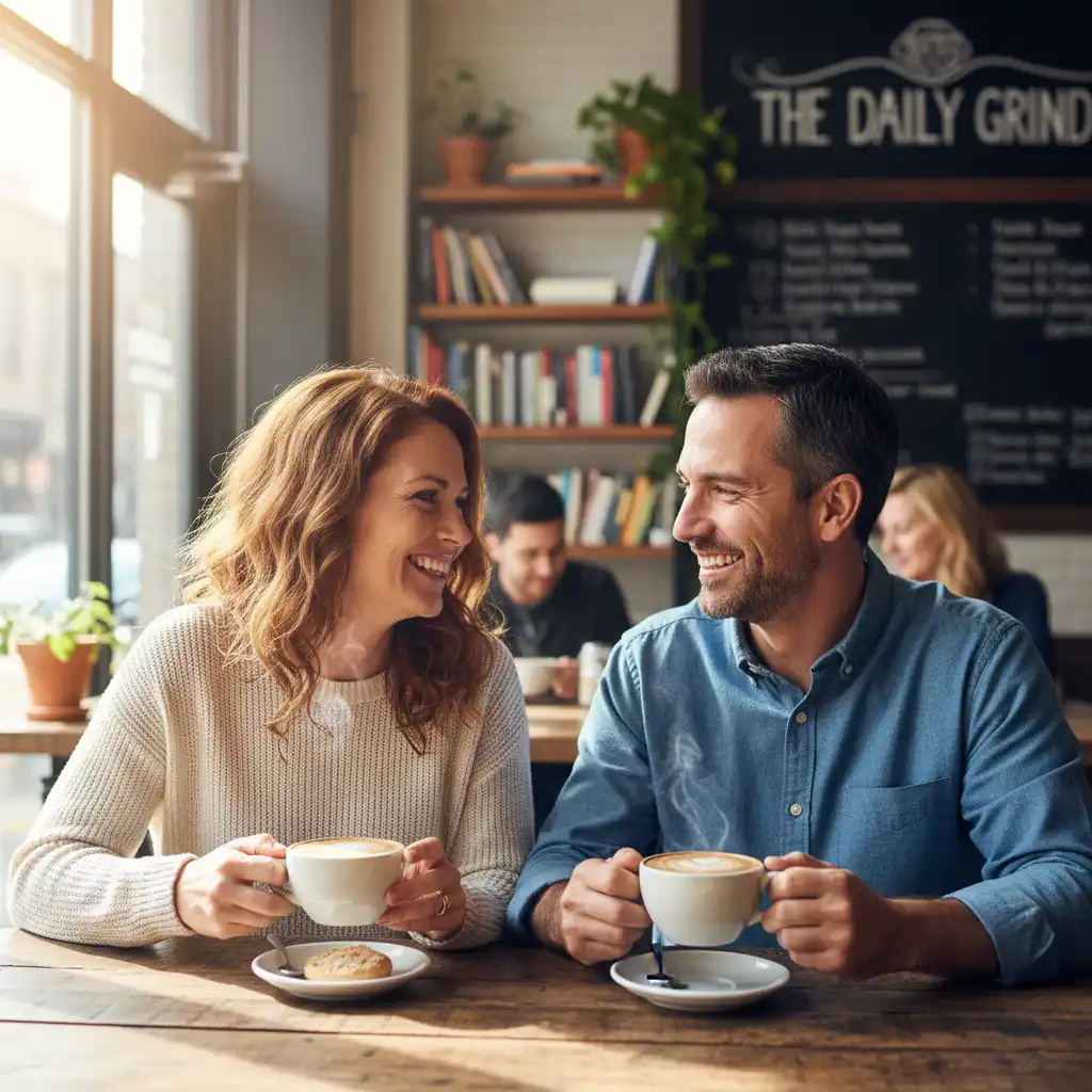 Old friends catching up over coffee