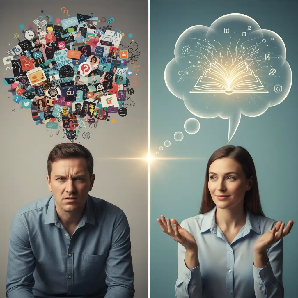 Illustration contrasting listening to reply versus listening to understand