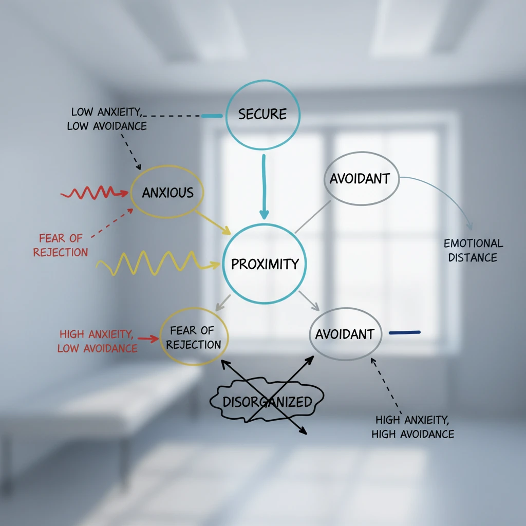 Diagram of the four attachment styles in human psychology