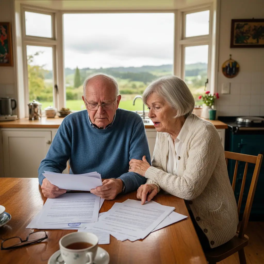 Grandparents reviewing legal documents regarding visitation rights