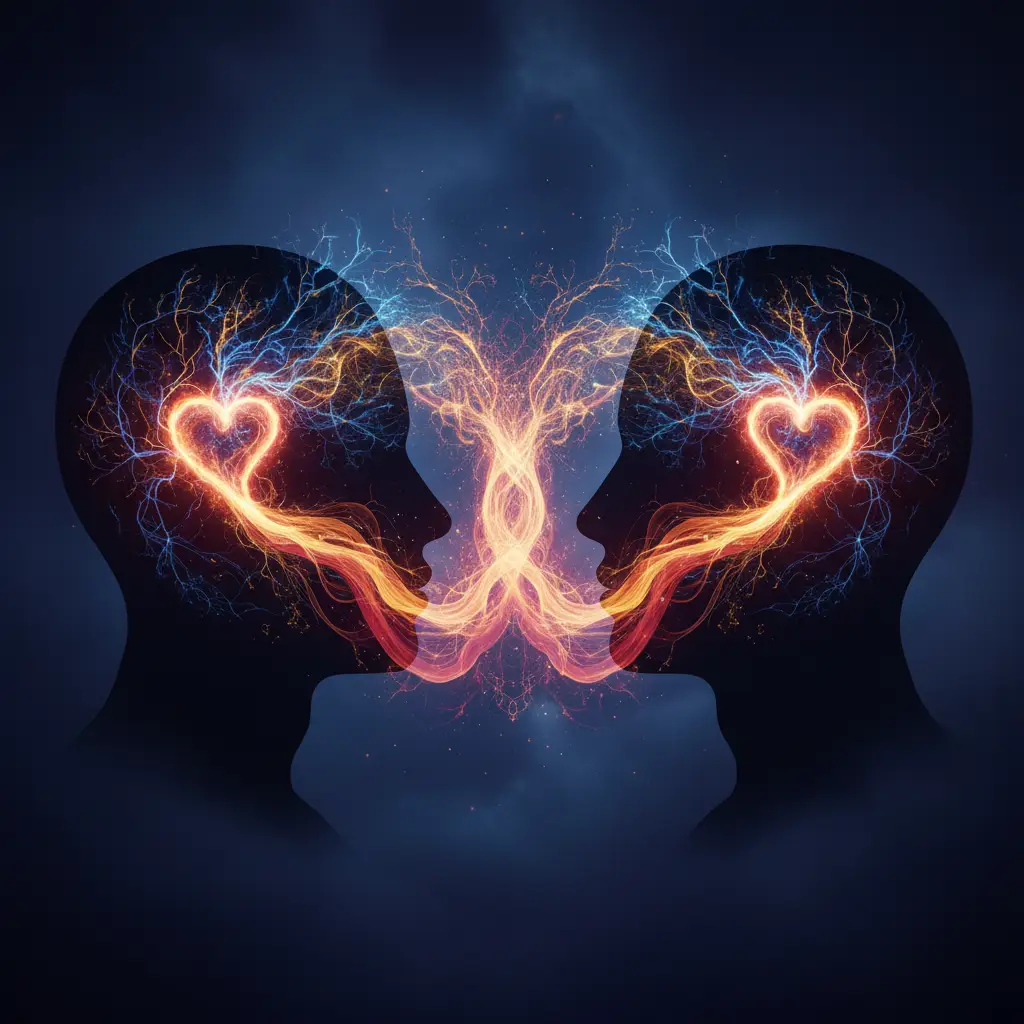 Illustration of emotional intelligence connecting two minds