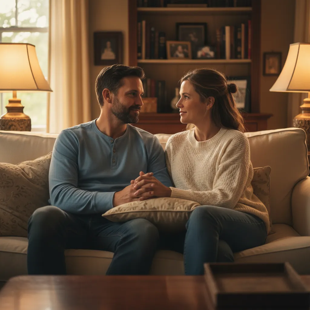 Couple resolving conflict calmly using emotional intelligence