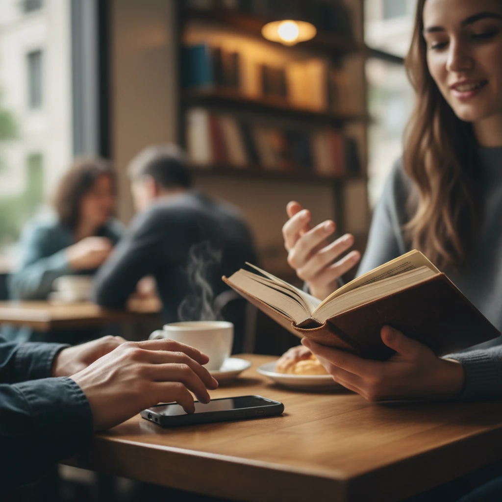 Person setting aside phone to focus on real life